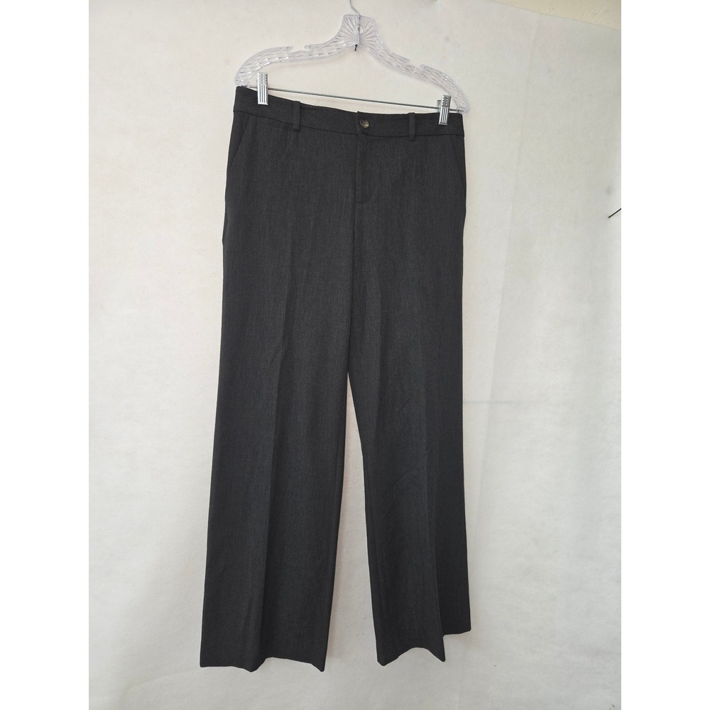 Lauren Ralph Lauren Wide Leg Dress Pants Women 10 Charcoal Grey Stretch Trousers